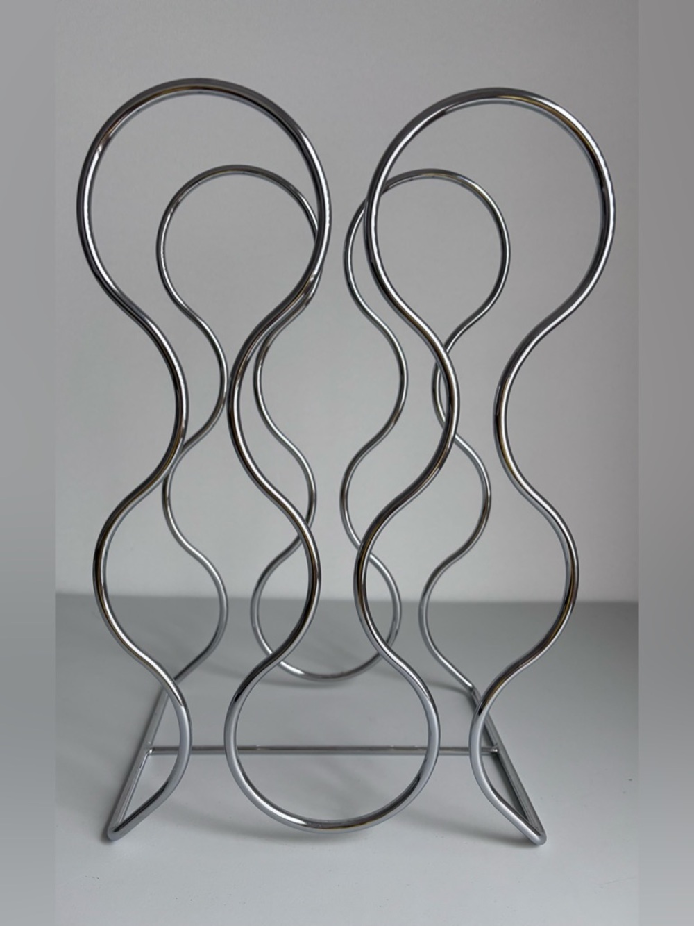 Chrome Silver Wine Rack - 6 Bottle Holder